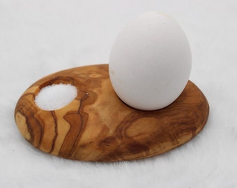 Egg holder, egg cup, hand carved from olive wood, handmade