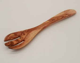 Fork with 3 prongs made of olive wood / 30 cm, handmade