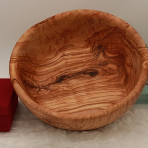 Handmade Large Olive Wood Bowl – Choose Your Size – Natural Wooden Serving Bowl – Rustic & Unique Kitchen Decor – Gift Idea