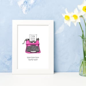 Tipo Tipología Tipografía Máquina de escribir Impresión / Máquina de escribir rosa vintage / Regalo del escritor / Regalo del periodista / Máquina de escribir antigua / Arte de typewrter