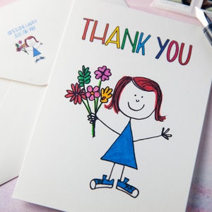 Carte de remerciement mignonne avec enveloppe assortie / Carte de remerciement vierge / Carte de remerciement / Carte de remerciement colorée