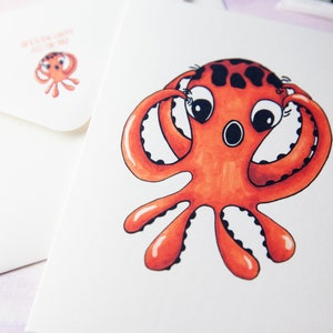Carte Octopus mignonne / Carte vierge / Carte de note / Carte de note Octopus vierge / Carte d’ami / Carte de note vierge / Carte de vœux vierge