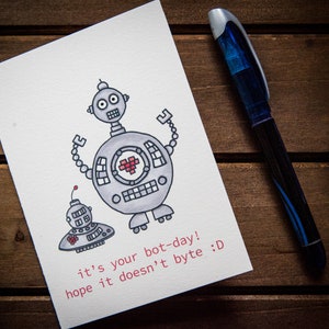 C’est votre bot-Day J’espère qu’il ne fait pas octet! | | de carte d’anniversaire robot  | Enevelope assorti | d’anniversaire d’ami | d’anniversaire en famille Anniversaire d’enfant