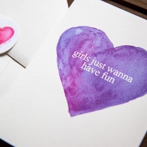Les filles veulent juste s’amuser Carte | | de cartes rétro des années 80 | de la carte de Galentine | de carte BFF | de carte d’aquarelle carte d'| d’ami Carte de vœux vierge
