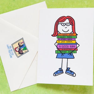 Book Lovers Notecard / Blank Card / Card for Readers / Friend Card / Book Lover's Card / Blank Greeting Card /Bookworm Card