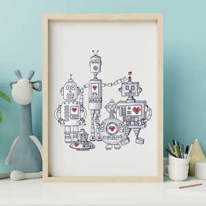 Robot Art Print | Robot Wall Art | Nursery Art | Kid's Room Art | Playroom Wall Decor | Robot Nursery Print | Robot Illustration