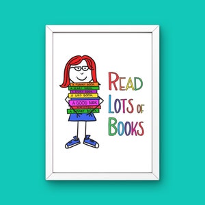 Read More Books! Art Print | Teacher Gift | Bookish Print | Book Lover Print | Library Print | Librarian Gift | Reading Wall Art | Bookworm