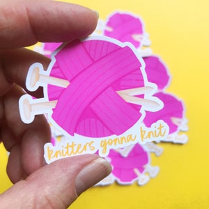 Les tricoteuses vont tricoter autocollant | Sticker tricot mignon