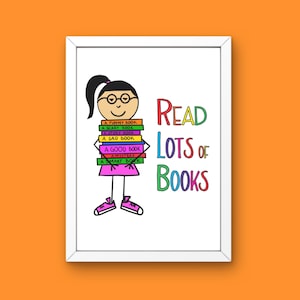 Read More Books! Art Print | Teacher Gift | Bookish Print | Book Lover Print | Library Print | Librarian Gift | Reading Wall Art | Bookworm
