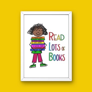 Read More Books! Art Print | Teacher Gift | Bookish Print | Book Lover Print | Library Print | Librarian Gift | Reading Wall Art | Bookworm