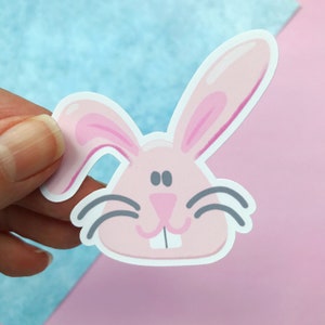 autocollant lapin | Sticker lapin de Pâques | autocollant découpé | Sticker lapin rose ou jaune