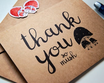 Thank You So Mush Thank You Card / Blank Card / Notecard / Kraft Notecard / Friend Card / Mushroom Card / Thank your card |