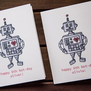 Carte d’anniversaire robot personnalisée | Anniversaire des enfants| | Enevelope assorti | d’anniversaire d’ami | d’anniversaire en famille Bonne journée des bots | Carte Punny