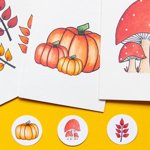 Ensemble de cartes de notes d'automne vierges – 3 cartes, enveloppes et autocollants de sceau d'enveloppe | Cartes vierges assorties | 3 cartes de vœux pack | Cartes d'automne