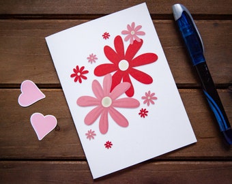 Daisy Card with Pink Heart Envelope Seal | All Occasion Greeting Card | Blank Card | Friend Card | Sympathy Card | Birthday Card | Thank you