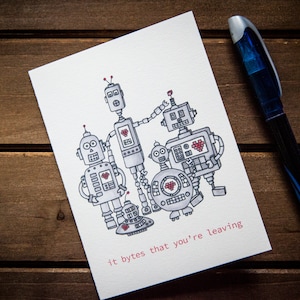 Il octets que vous laissez | | de carte d’adieu | de carte de départ de robot | de carte de retraite Nouvelle carte d’emploi | | Enevelope assorti Carte de départ