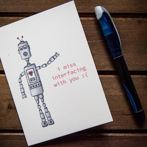 L’interfaçage avec vous me manque | Robot Miss You Card | Penser à vous | carte d'| d’ami carte de programmeur | | Enevelope assorti Carte Famille