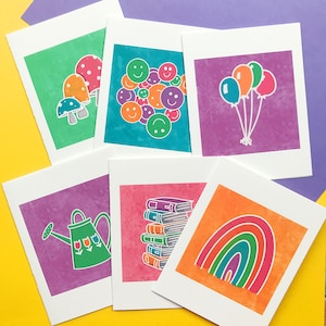 Ensemble de cartes de voeux Happy Every Day | Lot de 6 assortis | Coloré | Anniversaire | Merci | Juste parce que | Cadeau postal