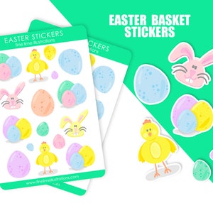 Feuille d'autocollants de Pâques | Autocollants de Pâques | Décoration de panier de Pâques | autocollants postaux | autocollants de journalisation | stickers correspondant