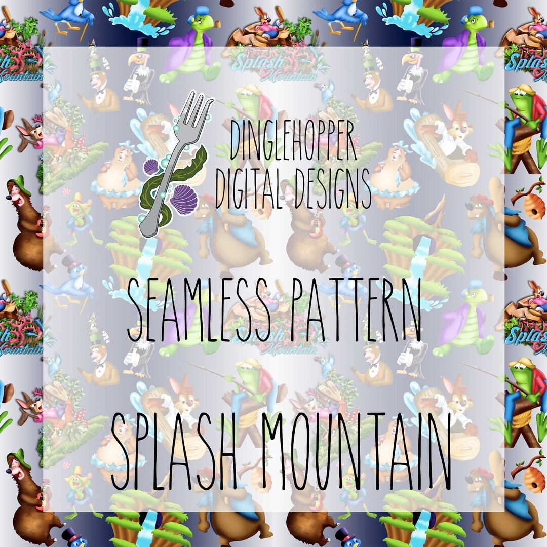 Splash Mountain Seamless, Splash Mountain Digital Print, Splash