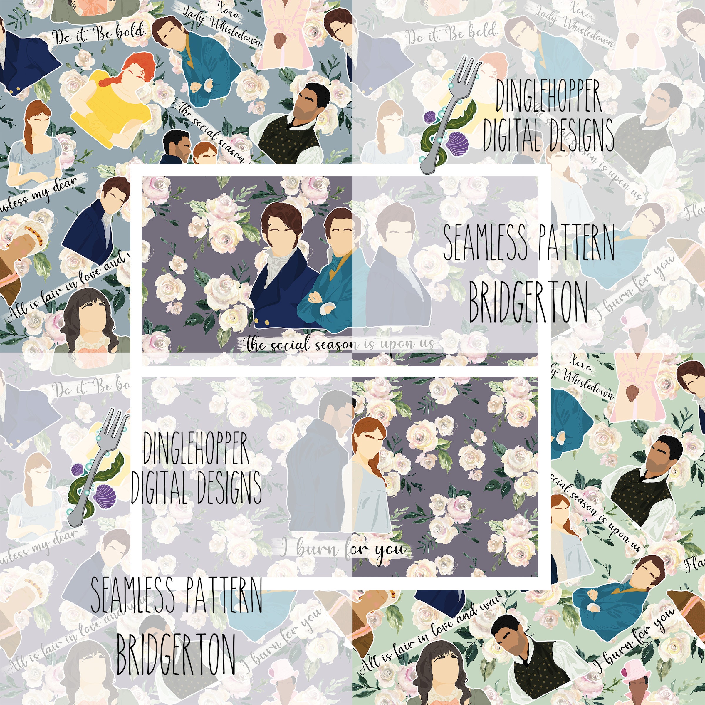 Bridgerton Seamless Bridgerton Seamless Pattern Bridgerton Etsy