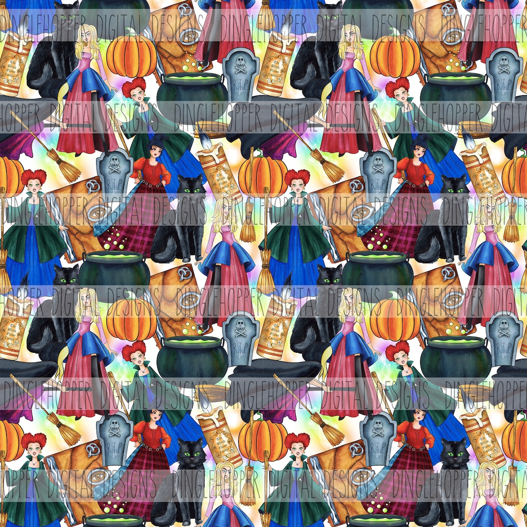 Hocus Pocus Pattern Hocus Pocus Seamless Sanderson Digital Etsy