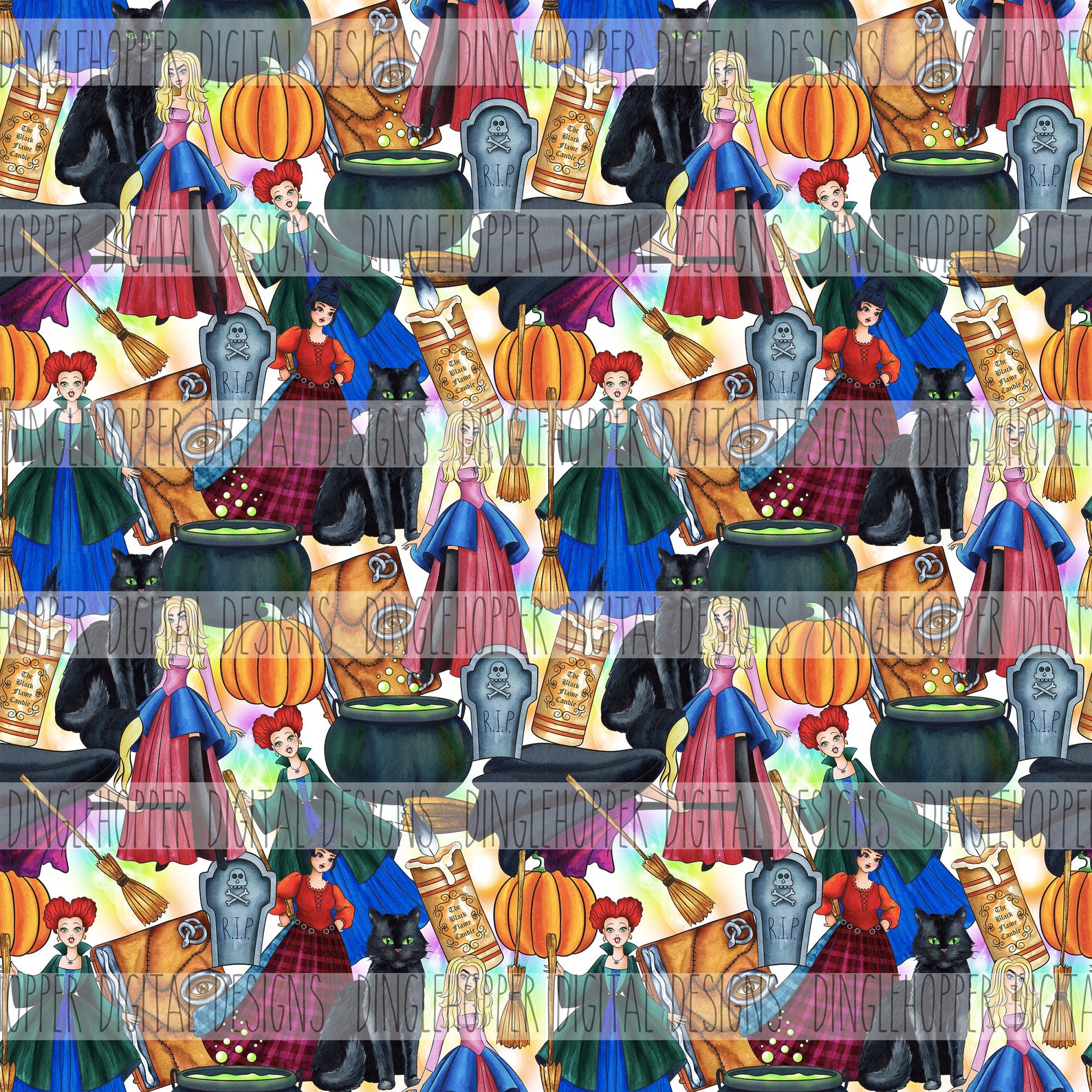 Hocus Pocus Pattern Hocus Pocus Seamless Sanderson Digital Etsy