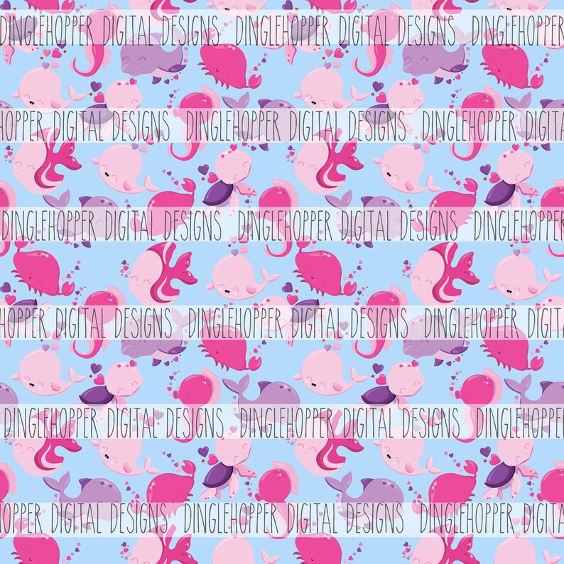 Ocean Valentine Seamless Print Ocean Seamless Ocean Seamless Valentines Day Digital Valentine Print Vday Seamless Seamless Paper