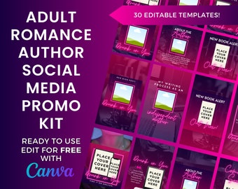 Romanze Autor Social Media Kit • Neon Canva Templates (Digitaler Download)