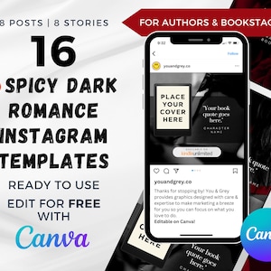 Dark Romance Book Canva Templates for Authors, Writers, Bookstagram • Canva Templates • Social Media Posts for Authors • Digital Download