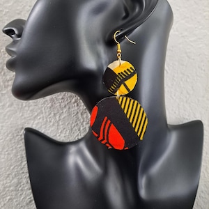 Lightweight handmade Fabric Earrings Ankara print fabric/Unique Earrings/Handmade earrings/Black and Yellow