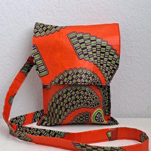 African Wax Print/Ankara CrossBody Bag/Orange