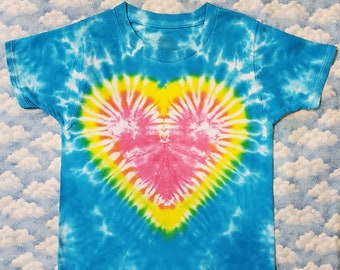 Bright & Cheerful!  Tie-Dye Kids Short Sleeve T-Shirt 100% Cotton Handmade Gift Quality