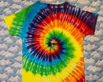 Bright & Cheerful!  Tie-Dye Kids Short Sleeve T-Shirt 100% Cotton Handmade Gift Quality