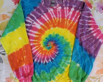 Super Comfy & Colorful Tie-Dye Pullover Crew Neck Sweatshirt Gift Quality