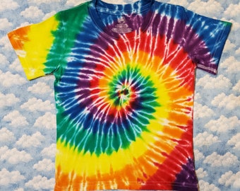 Bright & Cheerful!  Tie-Dye Kids Short Sleeve T-Shirt 100% Cotton Handmade Gift Quality