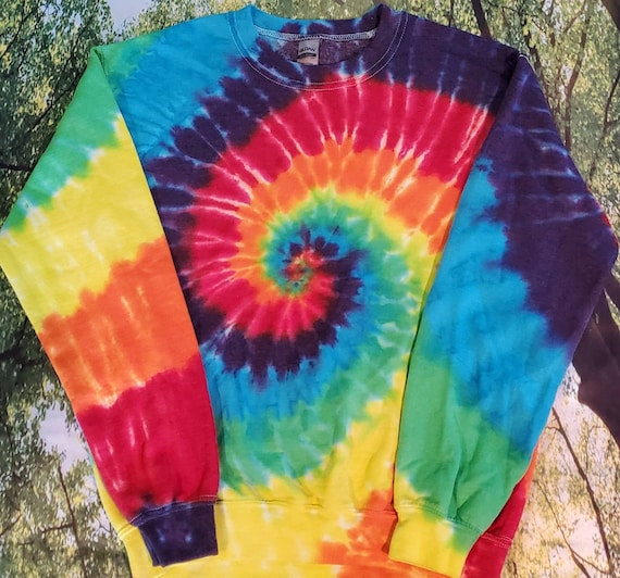 Super Comfy Colorful Tie-dye Pullover Crew Neck Sweatshirt Gift