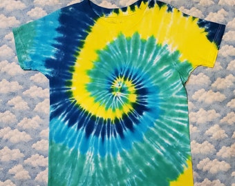 Bright & Cheerful!  Tie-Dye Kids Short Sleeve T-Shirt 100% Cotton Handmade Gift Quality