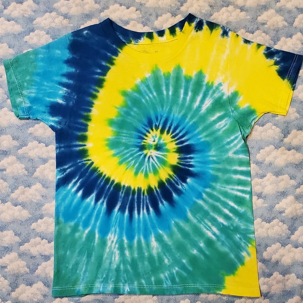Bright & Cheerful!  Tie-Dye Kids Short Sleeve T-Shirt 100% Cotton Handmade Gift Quality