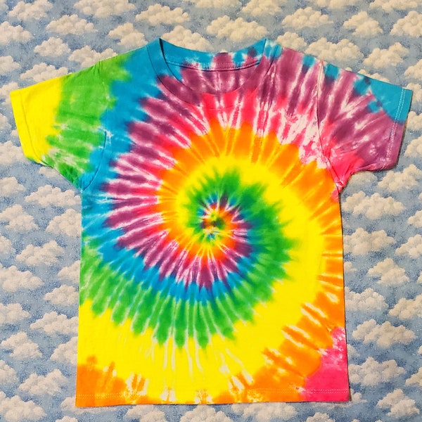 Bright & Cheerful!  Tie-Dye Kids Short Sleeve T-Shirt 100% Cotton Handmade Gift Quality