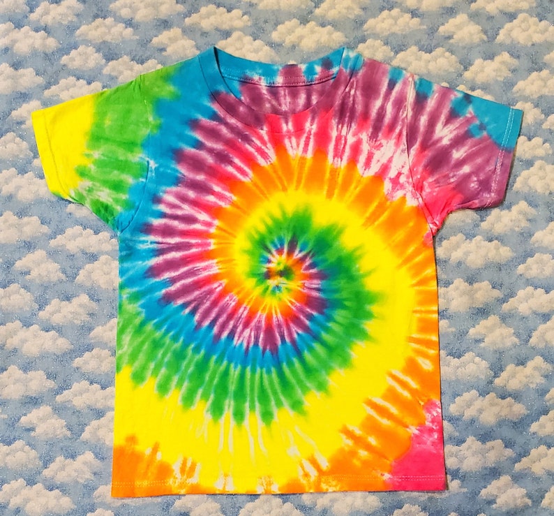 Bright & Cheerful Tie-Dye Kids Short Sleeve T-Shirt 100% Cotton Handmade Gift Quality image 1
