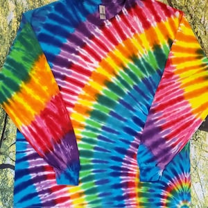 Classic Handmade Long Sleeve Tie-Dye T-Shirt 100% Cotton Gift Quality