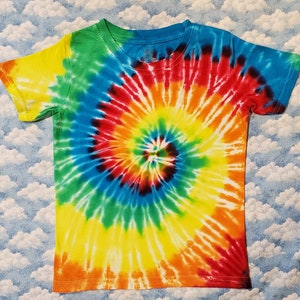 Bright & Cheerful!  Tie-Dye Kids Short Sleeve T-Shirt 100% Cotton Handmade Gift Quality