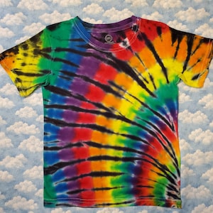 Bright & Cheerful!  Tie-Dye Kids Short Sleeve T-Shirt 100% Cotton Handmade Gift Quality