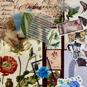 Mystery Ephemera Bundles | junk journal | paper crafts | washi | vinyl stickers | scrapbooking | postcards | collage kits | bullet journal