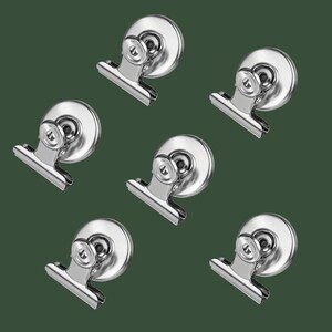 Metal Heavy Duty Magnetic Clips - Fridge Magnets x6 Silver