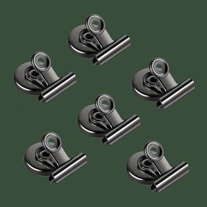 Metal Heavy Duty Magnetic Clips - Fridge Magnets x6 Black