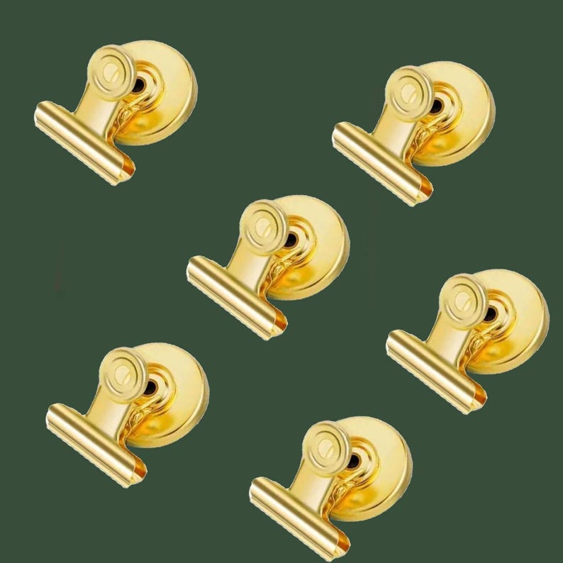 Metal Heavy Duty Magnetic Clips - Fridge Magnets x6 Gold