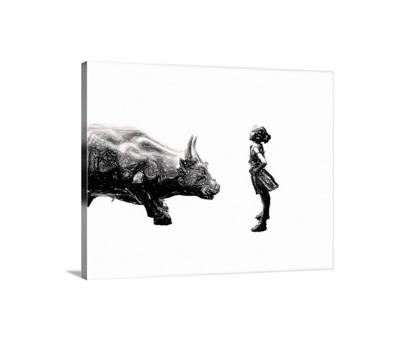 Fearless girl statue Feminist gift Wall art Fearless art Etsy