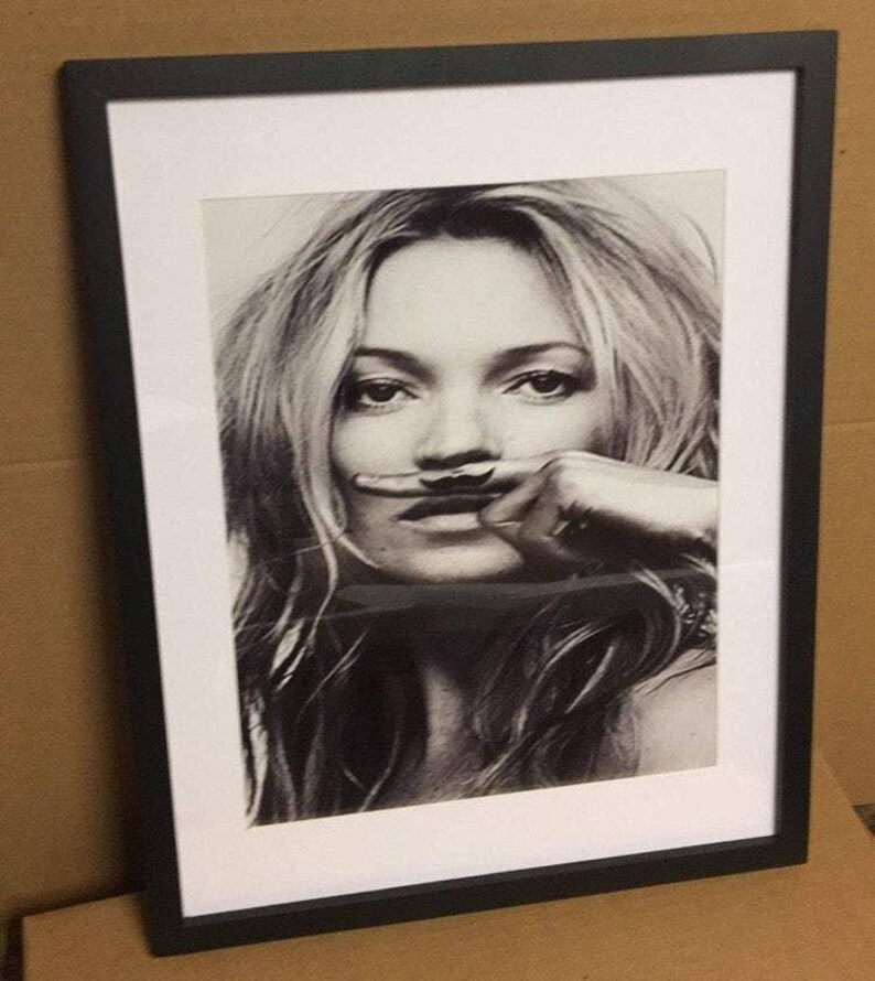 Kate Moss Print Kate Moss Framed Art Mustache Fashion wall Etsy